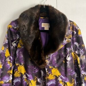 Michael Kors Trench Coat with Faux Fur Collar Size L